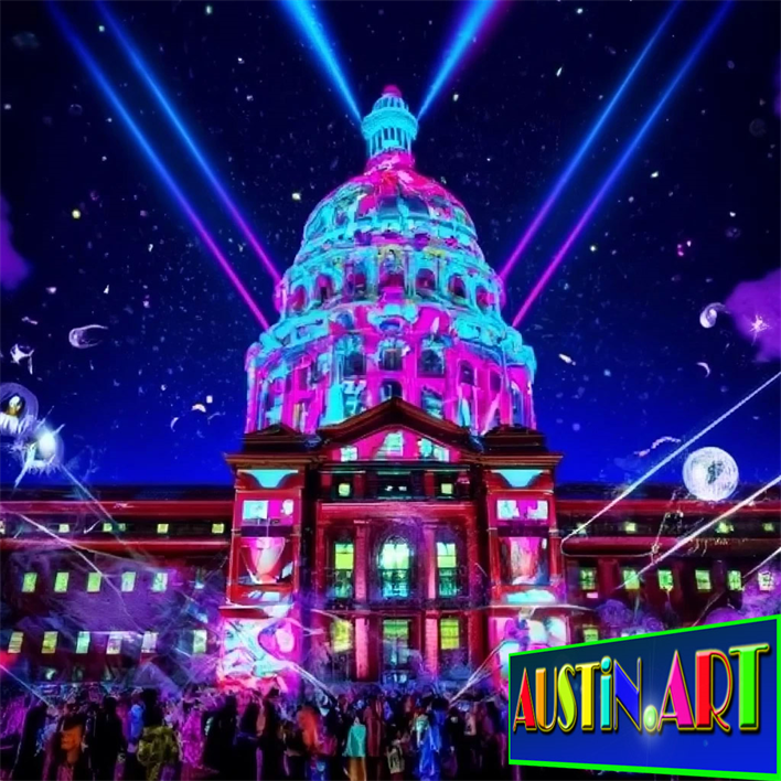 One of Kind Art Pictures of Austin Texa Capitol.